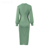 Retro Long Sleeve Classic Midi Dress