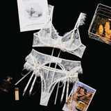 Sexy Lace Tempting Bowed Lace 3pc Lingerie Set