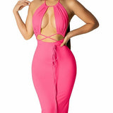 Nicki String Halter Bodycon Hollow Dress