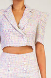 Boss Lady Multicolor Tweed Cropped Blazer Top