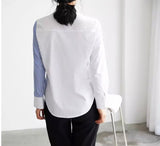Stripe Forward Irregular Collar Shirt