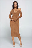 Coco Chocolate Strappy Midi Bodycon Dress