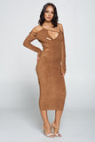 Coco Chocolate Strappy Midi Bodycon Dress