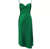 Money Green Spaghetti Strap Drawstring Mini Dress