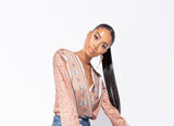 Sleek And Smooth Crossover Satin Long Sleeve Bodysuit