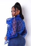 The Polka Mania Bow Tie Long-Sleeve Blouse