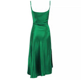 Money Green Spaghetti Strap Drawstring Mini Dress