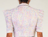 Boss Lady Multicolor Tweed Cropped Blazer Top