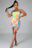Twinkle Tie-Dye Spaghetti Strap String Mini Dress