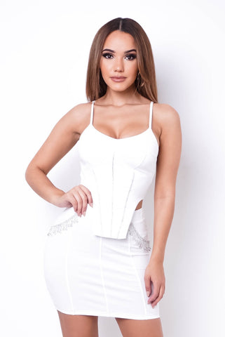 White Elegance Two Piece Skirt Set