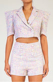 Boss Lady Multicolor Tweed Cropped Blazer Top