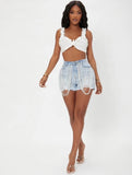 It’s A Girl Thing Embellished Pearl Denim Shorts